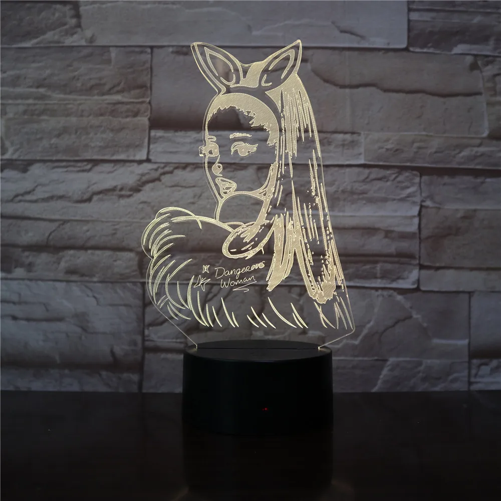 Slavna Pevka Ariana Grande Plakat 3D Led Nočna Lučka Cat Dekle Navijači Darilo za Notranjo Sobo Stranka Dekor Nočna namizne Svetilke