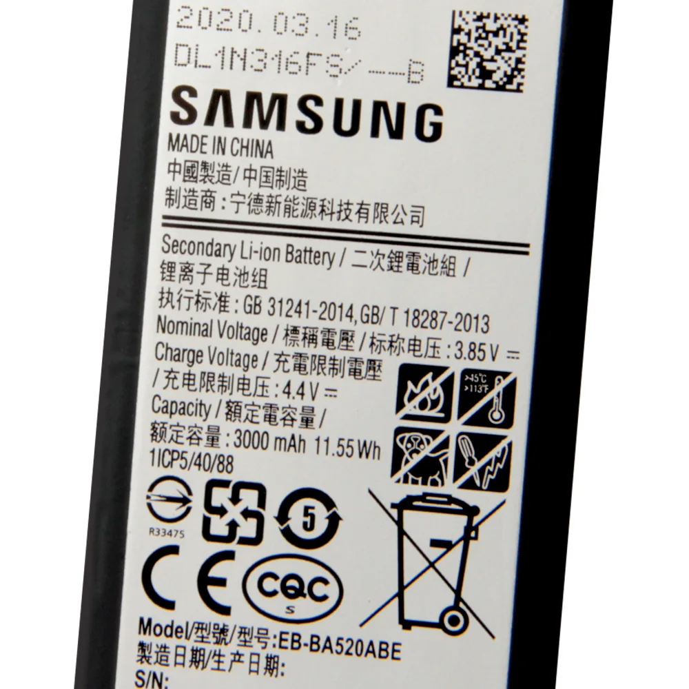 SAMSUNG Original Nadomestna Baterija EB-BA520ABE Za Samsung Galaxy A5 2017 Edition A520F SM-A520F Pristno Baterijo 3000mAh