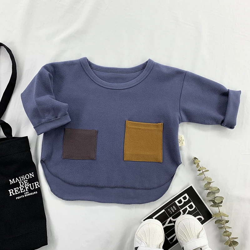 2019 Jeseni Dolg Rokav T-Shirt Za Baby Dekleta Fantje Mozaik Bombaž Fantje Kostum Otroci Vrhovi Tee Shirt Oblačila LZ473