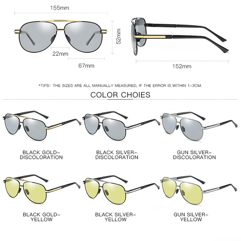 Blagovno znamko Design Pilotni sončna Očala Moških Polarizirana Photochromic Očala Dan Noč Varnost Vožnje Očala HD Ženske gafas de sol hombre
