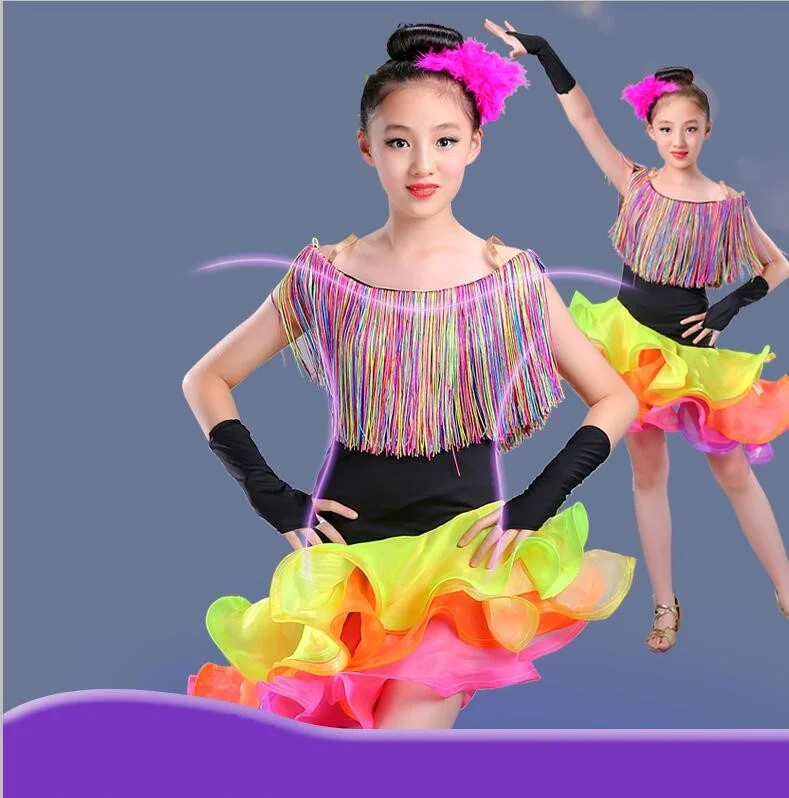 2019 Novo Odrasli/Otroci Latinski Ples Obleka Ženske/Dekleta Cha Cha/Rumba/Samba/Dvorana Oblačila Za Ples Roupa Infantil Feminina