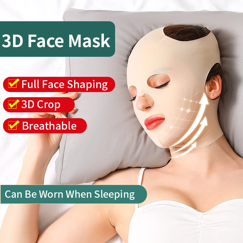 2PC Full Face Lift Spalna Maska Lice Brado Hujšanje Pasu Trak Masko Hujšanje Povoj Tanke Obraza Masaža Oblikovalec Vroče Prodaje