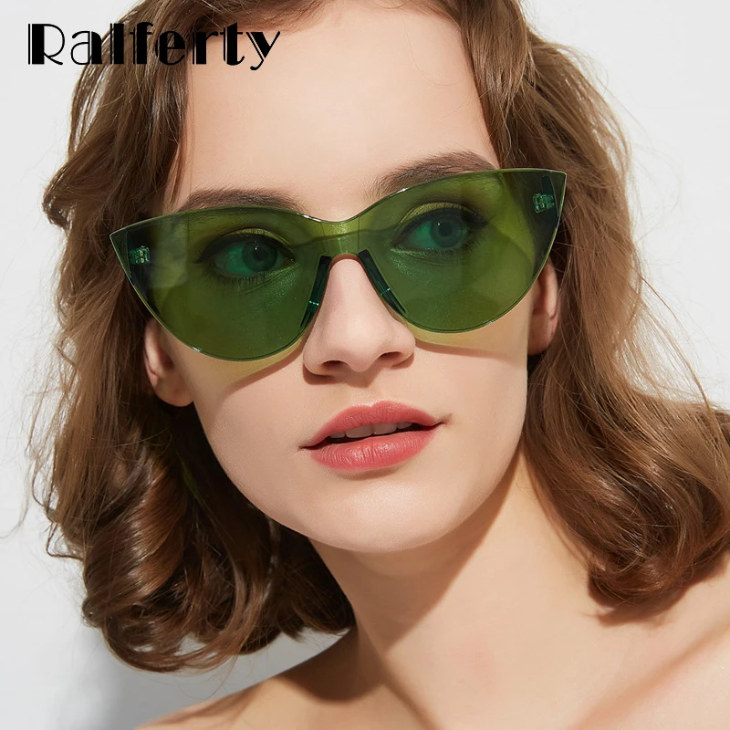Ralferty Cat Eye Senci Za Ženske Modni sončna Očala blagovne Znamke Vintage Retro Trikotni Zelena Cateye Očala oculos feminino W2109