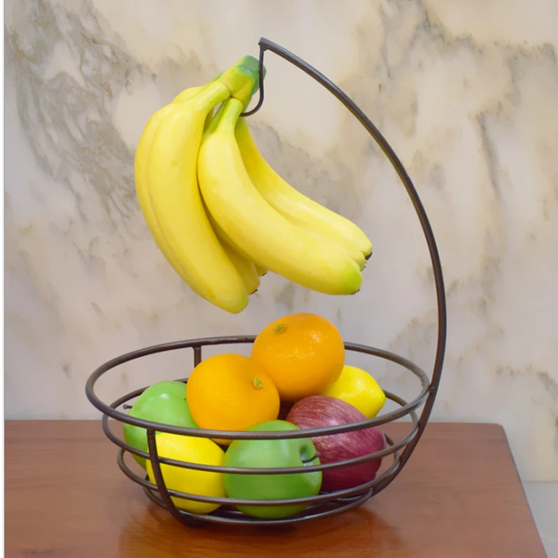 Praktično Namizna Kovinski Sadje Košarice Snemljiv Banana Obešalnik Za Shranjevanje Imetnik Kavljem Kuhinjske Posode, Kovinske Sadje Košarice