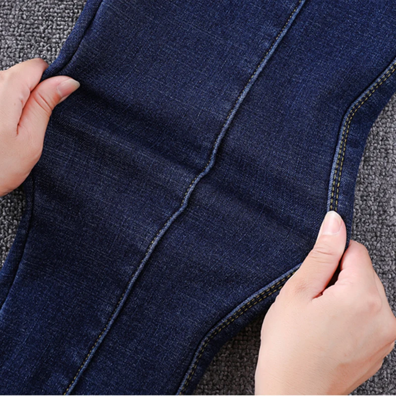 Pozimi Plus Velikost Thinck Žamet Jeans Ženska Hlače Visoko Pasu Svinčnik Hlače Mujer Mozaik Suh Denim Celotno Dolžino Toplo