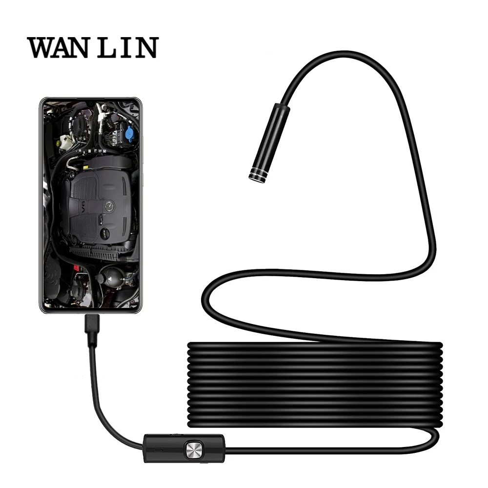 WANLIN Android Telefon Semi-rigid Trdi Kabel-Pregledovalna Kamera 1/2/5/3.5 M 7/5.5 mm objektiv Endoskop IP67 Nepremočljiva 480P HD microUSB