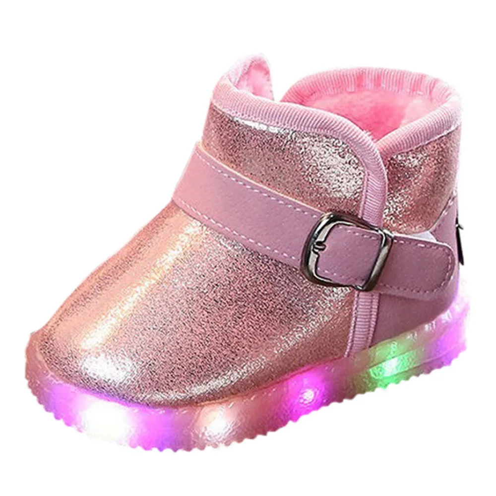 Malčka dekle Otroci škornji, Čevlji za Otroke, Otroška lučka LED zasveti Svetleča Superge Pozimi Toplo, Sneg Škorenj botas mujer invierno 2019