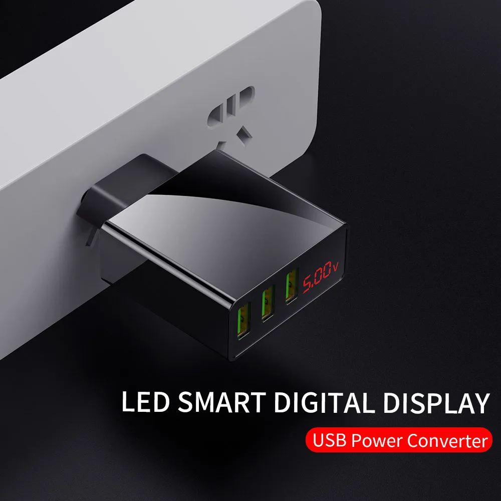 LED Zaslon 3 Polnilnik USB (Universal Mobile Telefon, Hitro Polnjenje, Polnilnik za iPhone, Samsung Xiaomi Max 3A EU Polnjenje