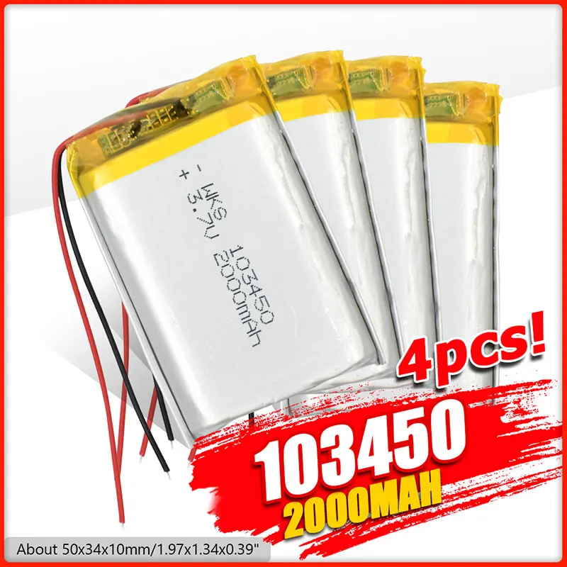 103450 3,7 V 2000mAh Lipo Litij-Polimer Baterija za Polnjenje Za GPS navigator sistema GPS MP5 Bluetooth Zvočnik slušalke e-knjige fotoaparat