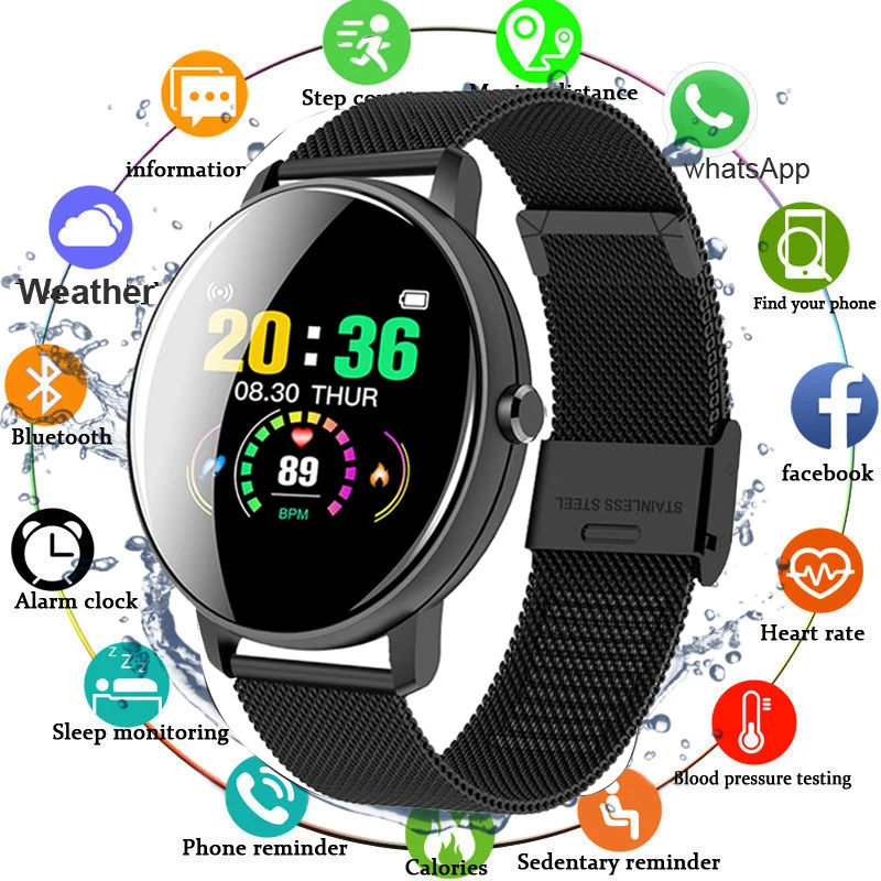 2020 Poln na Dotik Pametno Gledati Moške Krvni Tlak Smartwatch Ženske Nepremočljiva Srčni utrip Tracker Sport Ura uro Za Android IOS