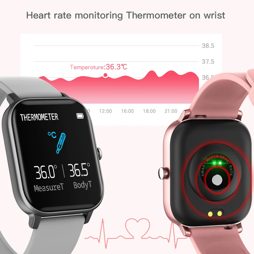 IP67 Nepremočljiva Polno Zaslon na Dotik Pametno Gledati Moške Telesne Temperature Fitnes Tracker Krvni Tlak Ura Nadgradnjo Smartwatch