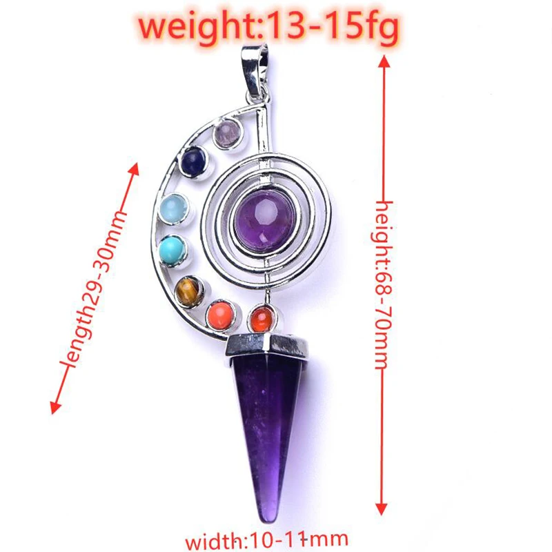 7 Chakra Reiki Healing Pendulums Cone Naravni Kamni Obesek Amulet Kristal Za Meditacijo Heksagonalna Nihalo Za Unisex Čar Darila