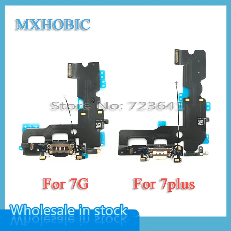 MXHOBIC 5pcs/veliko Polnjenje Vrata Dock Priključek za Polnilnik Flex Kabel Za iPhone 7 7G Plus Audio Mikrofon Flex rezervnih Delov