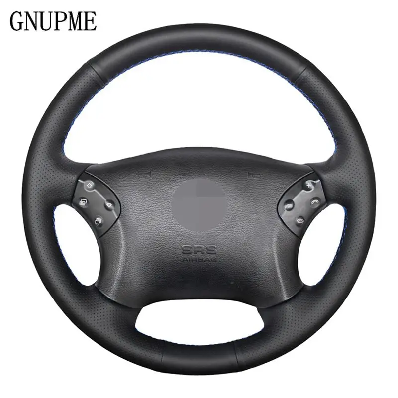 GNUPME Black Krmiljenje Pokrovček Ročno Sešijejo Umetnega Usnja Avto Volan Kritje za Mercedes Benz W203 C-Razred 2001-2007