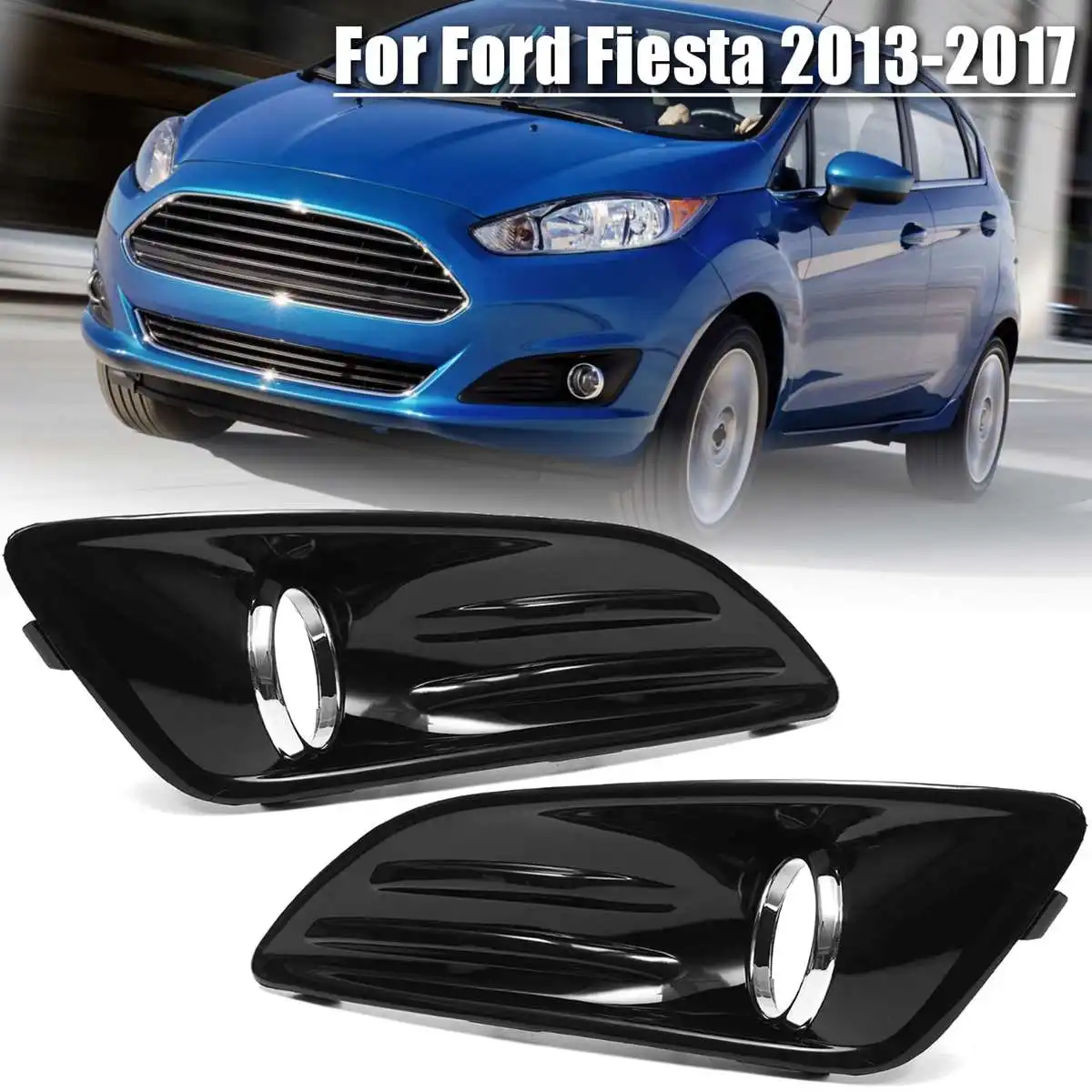 1 Par Avto Luči za Meglo Lučka Pokrov Luči Za za Ford Fiesta 2013-2017 Sprednji Odbijač Okvir Trim Gloss Črna Vožnje meglenki