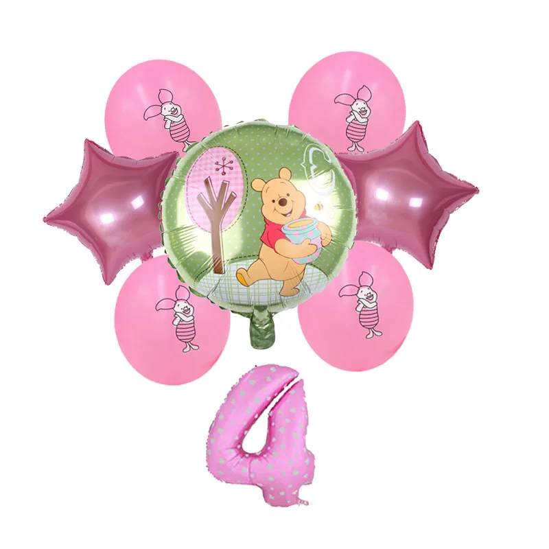 Disney Winnie the Pooh Risanka Temo 8pcs/set za Rojstni dan Folija Balon Happy Birthday Party Okraski Dobave Baloes Otrok Darila