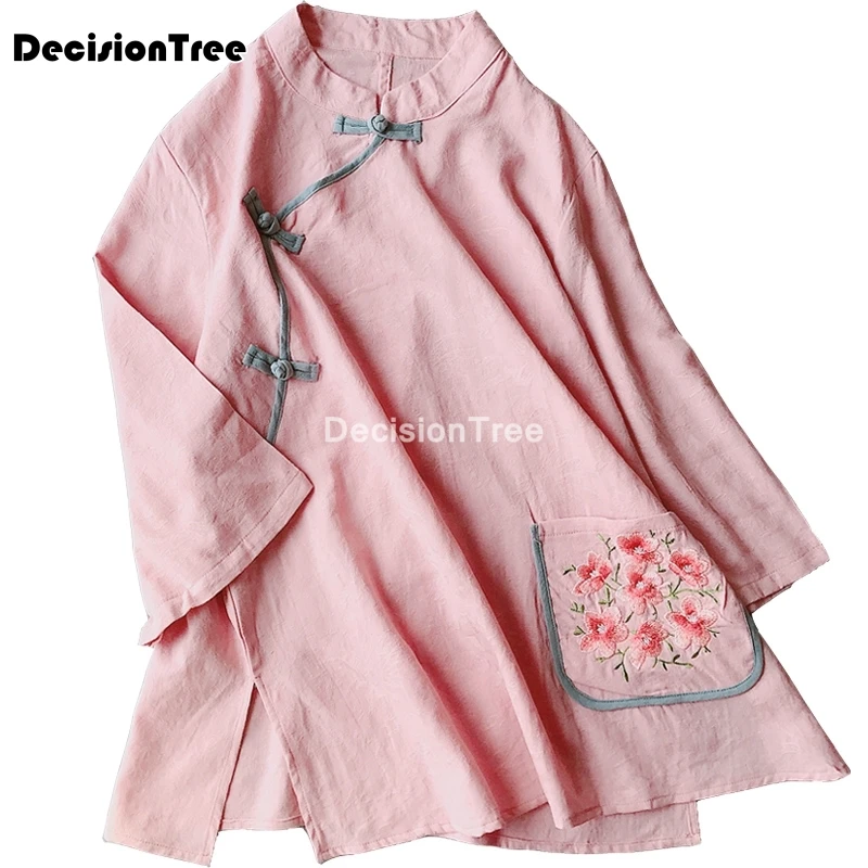2021 ženske obleke cvet tiskanja vrhovi tang kostum kitajski slog srajce tradicionalnih qipao cheongsam bluzo za lady bluzo