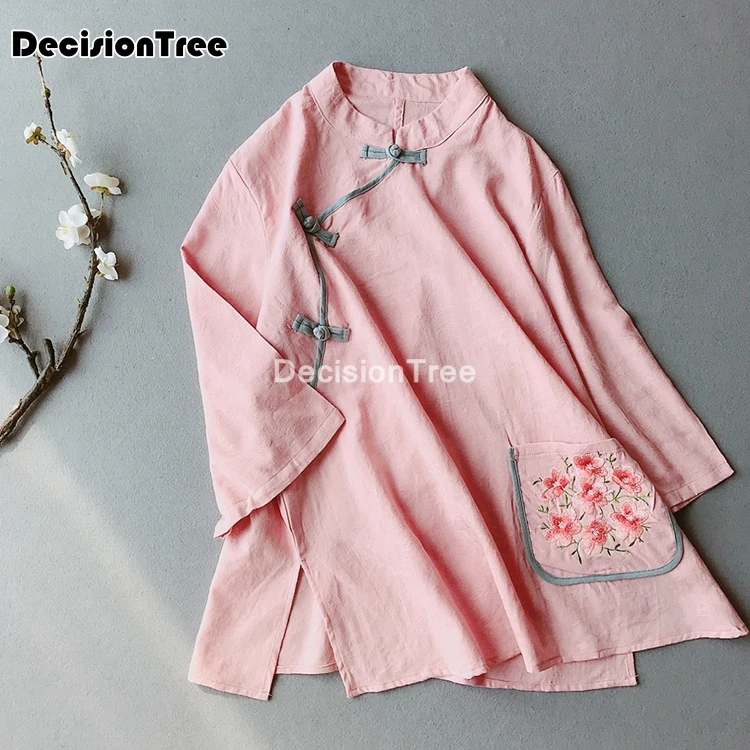 2021 ženske obleke cvet tiskanja vrhovi tang kostum kitajski slog srajce tradicionalnih qipao cheongsam bluzo za lady bluzo