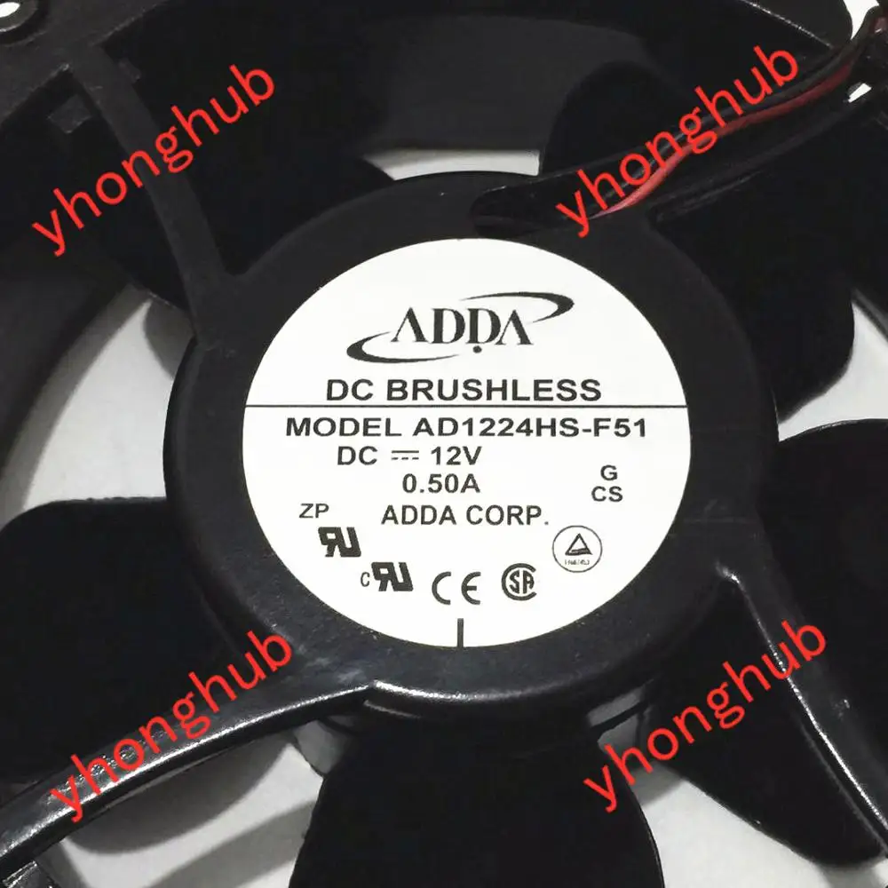 ADDA AD1212HS-F51 DC 12V 0.50 A 120x120x38mm 2-žice Strežnik Hladilni Ventilator