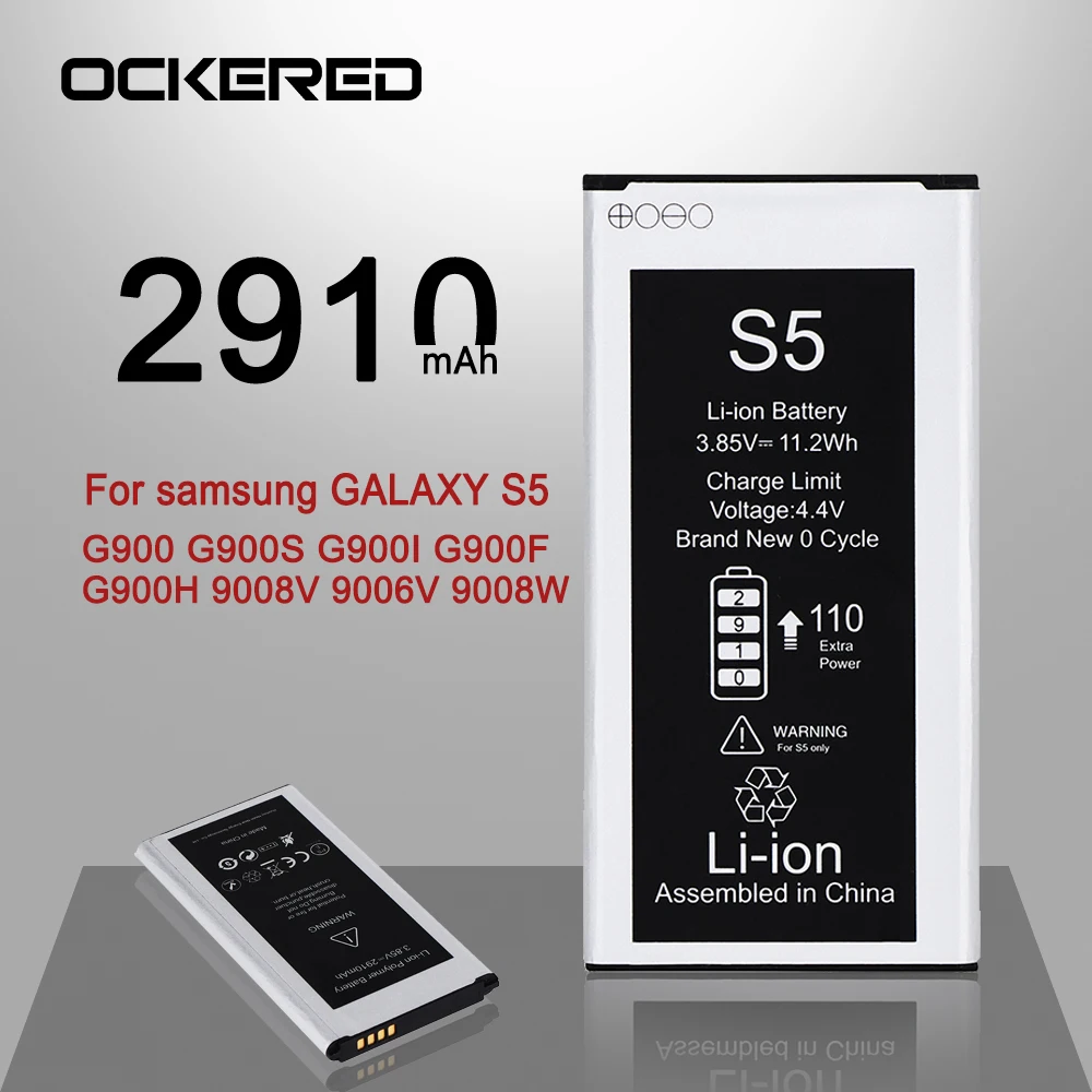 OCKERED Nadomestna Baterija za Samsung Galaxy S5 Bateries G900 G900S G900I G900F G900H 9008V 9006V 900W EB-BG900BBU EB-BG900BBC
