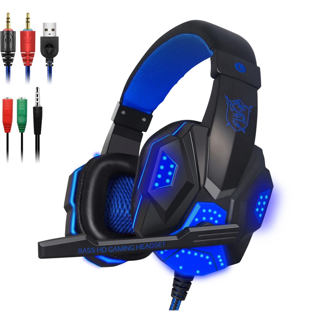 Gaming Žične Slušalke Stereo Slušalke Auriculares Con Kabel Ecoureur iphone z Led-Lučka Mikrofon za RAČUNALNIK PS4 Novi XBOX