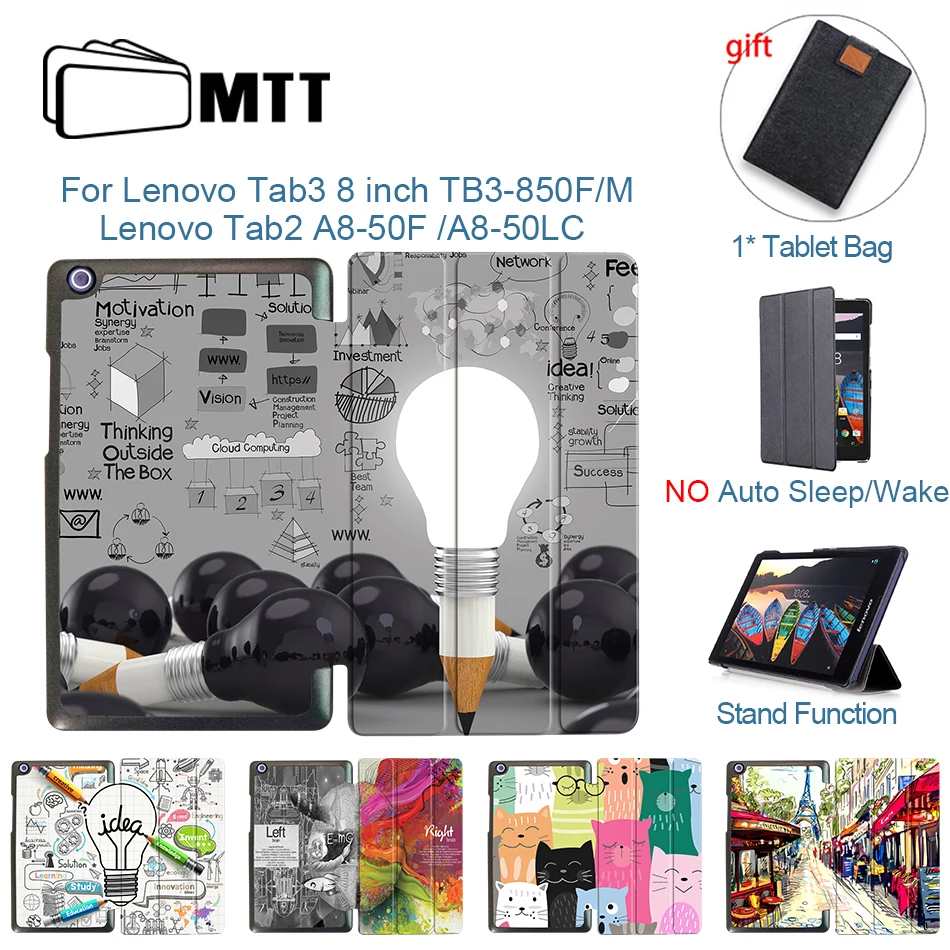 MTT Primeru Za Lenovo Tab 2 8 inch A8-50F A8-50LC PU Usnja Flip Stojijo Lupine za Lenovo Zavihek 3 TB3-850F TB3-850M Tablet funda