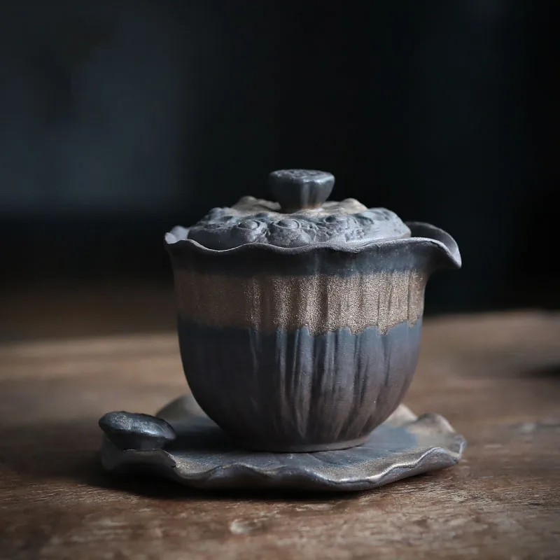 Vintage Keramični Gaiwan Tea Cup Ročno Tureen Pokrov Skledo Kitajski Čaj Skledo Krožnik Jingdezhen Čaj Nastavite Kung Fu Osebnih Teaup