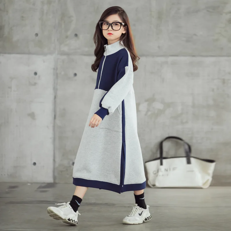 Najstnice 2020 Jeseni in Pozimi Mozaik Dolgo Slog Obleko Modne Otroci Naravnost Obleke Otroci Športna Oblačila, #1153