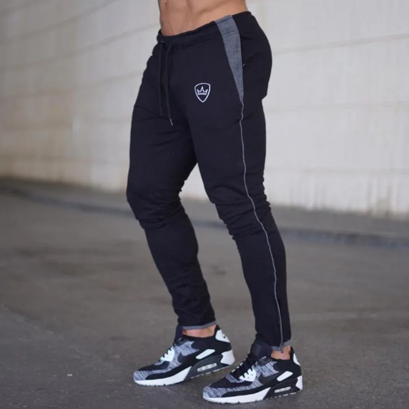 2019 Bombaža Moške polne Hlače šport Priložnostne Elastična Mens Fitnes Uvježbavanje Hlače suh Sweatpants Hlače Jogger Hlače