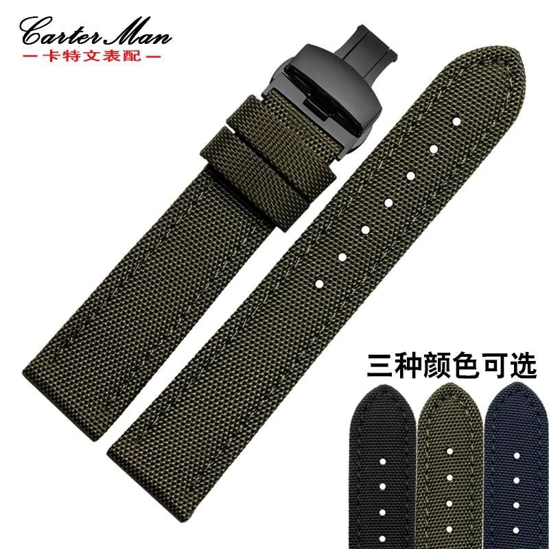 Novo najlon watchband 18 mm 20 mm 22 mm 24 mm platno +pravega usnja, notranji trak črno vojsko zeleno modri trak zapestnica