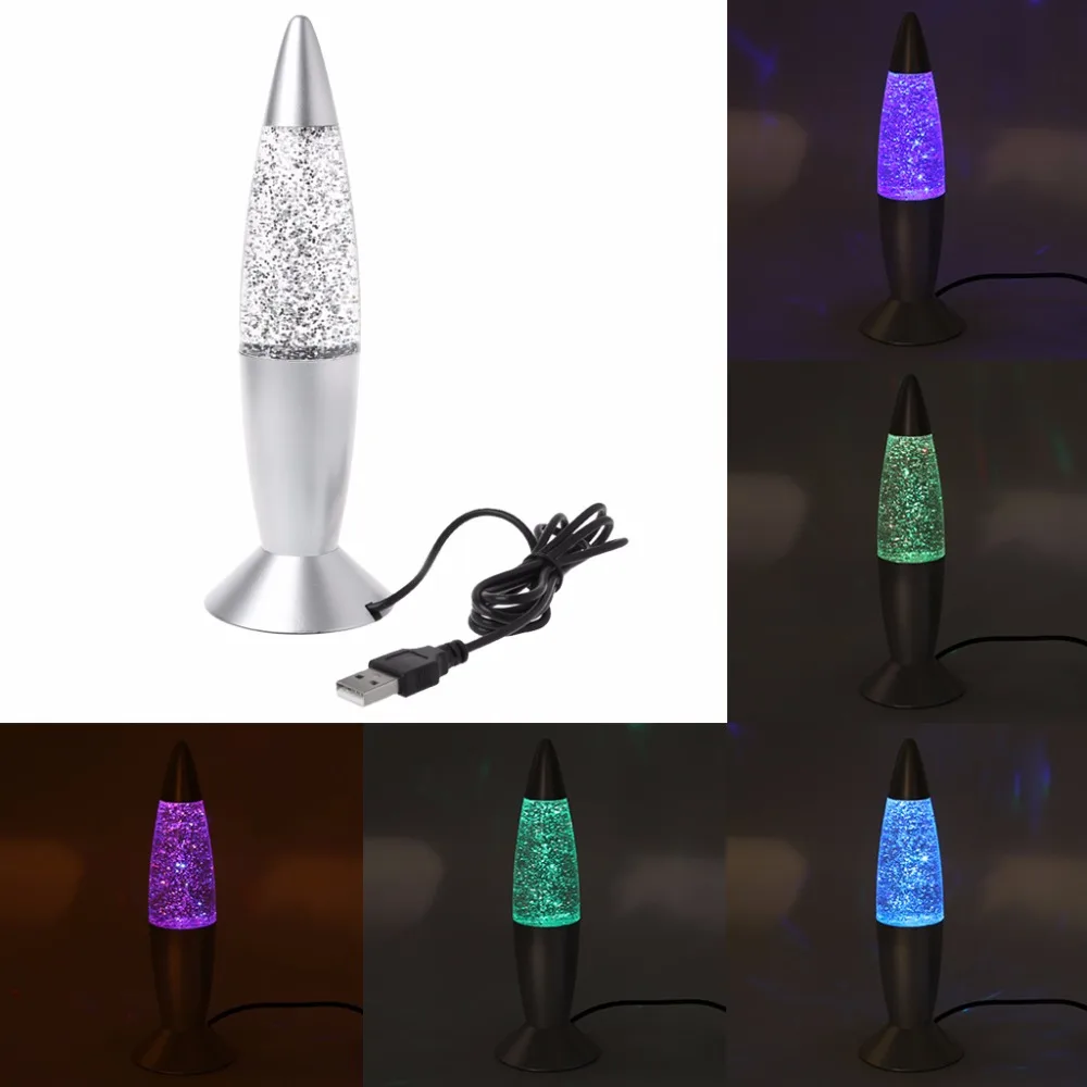 6x18cm 3D Raketa Multi Barva Spreminja, Lava Svetilka RGB LED Glitter Noč Svetlobe Darilo