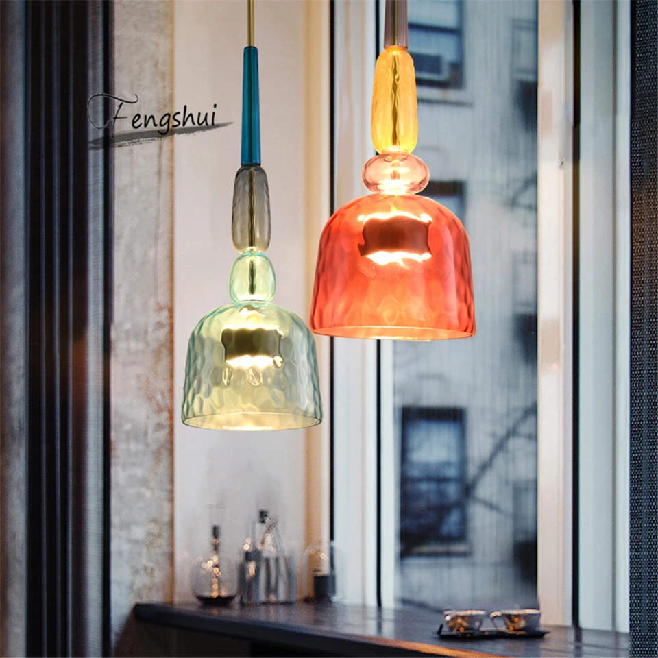Ameriški stil Macaron Steklo Obesek Luči razsvetljava restavracija, kavarna MANSARDA LED Obesek Lučka Doma Deco viseče svetilke luç