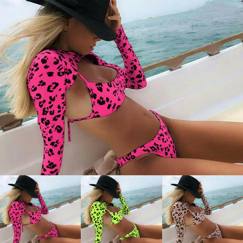 Moda Za Ženske Leopard Tiskanja Bikini Komplet Push Up Oblazinjeni Samici Kopalke, Kopalke, Kopalke Plažo Dvodelne Obleke