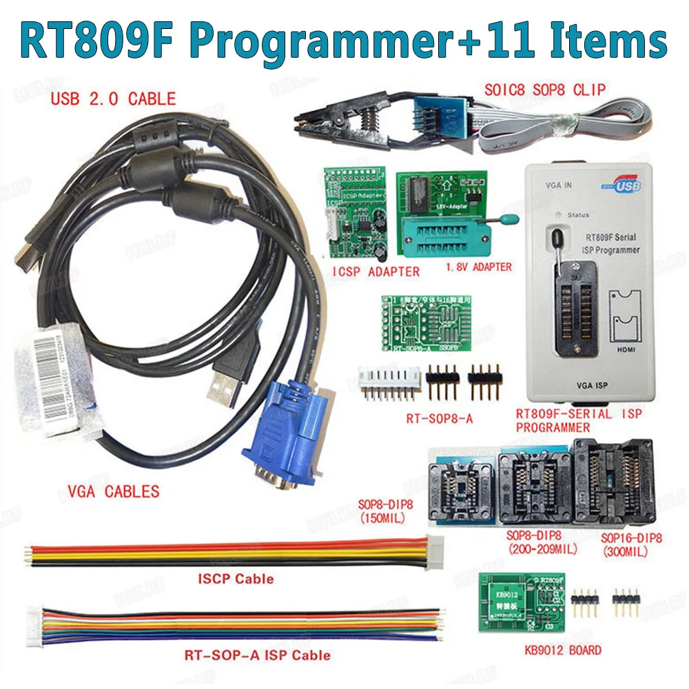 RT809F LCD-Zaslon ISP Programatorja Modul Z SOP8 Preskusni Posnetek 1.8 V, Tok TSSOP8/SSOP8 10 Adapterji