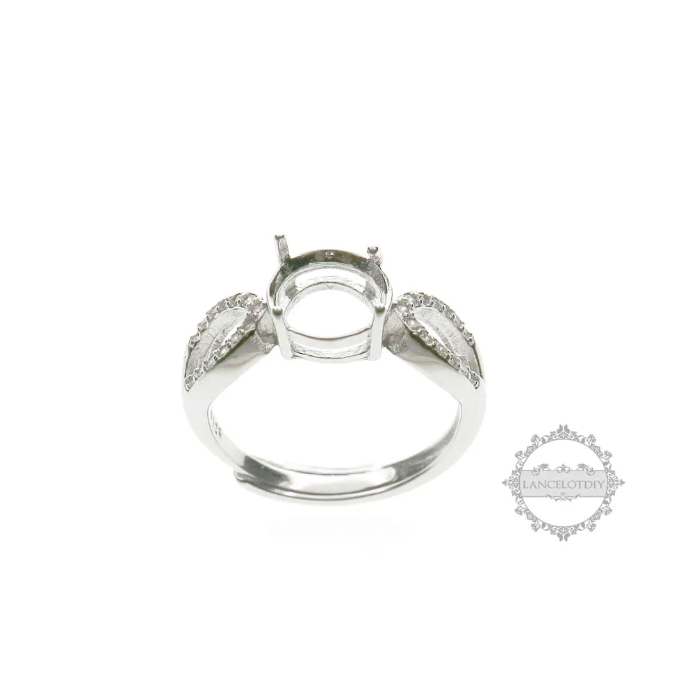 4-12 mm okroglo angel krilo CZ kamen vile nastavitev 925 sterling srebro ploščo pladenj nastavljiv prstan nastavitve 1214013