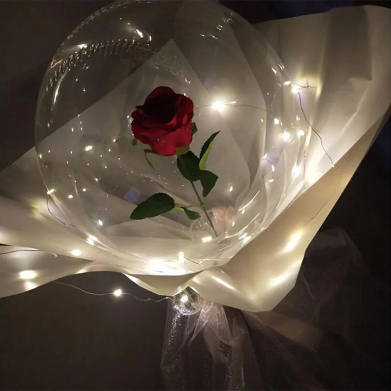 5 kos 20 palčni 7.5 cm Širok Mouce Helij Pregleden Bobo Baloni Za LED Rose Balon Šopek za Rojstni dan, Poroko Decors Jasno Globos
