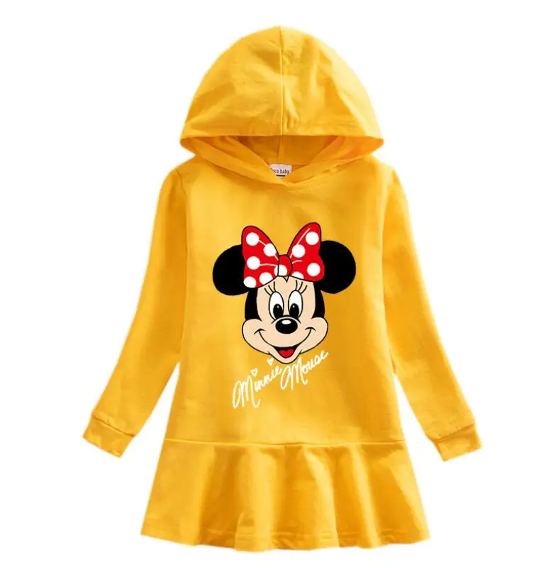 Disney Minnie Obleko Otrok Long Sleeve Hooded Princesa Obleko Risanka Dekleta Božič Otroci Oblačila