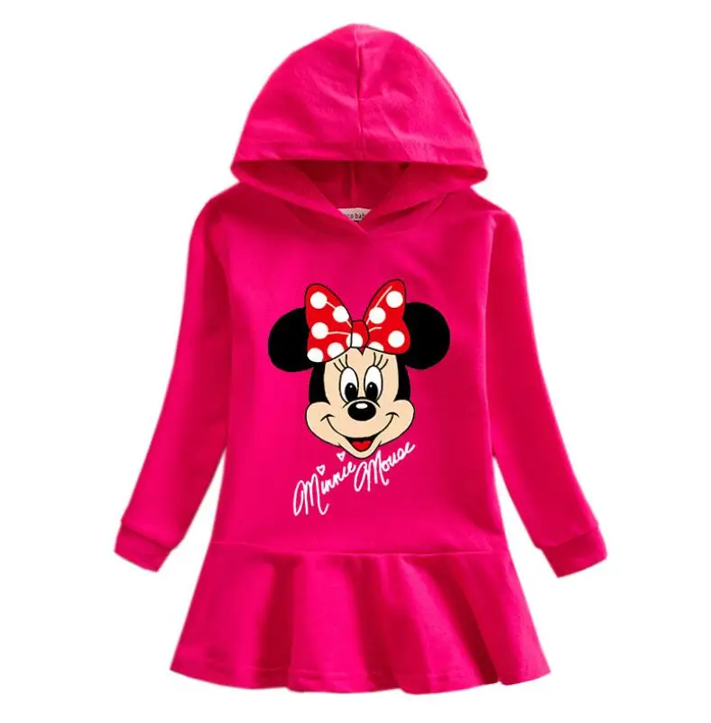 Disney Minnie Obleko Otrok Long Sleeve Hooded Princesa Obleko Risanka Dekleta Božič Otroci Oblačila