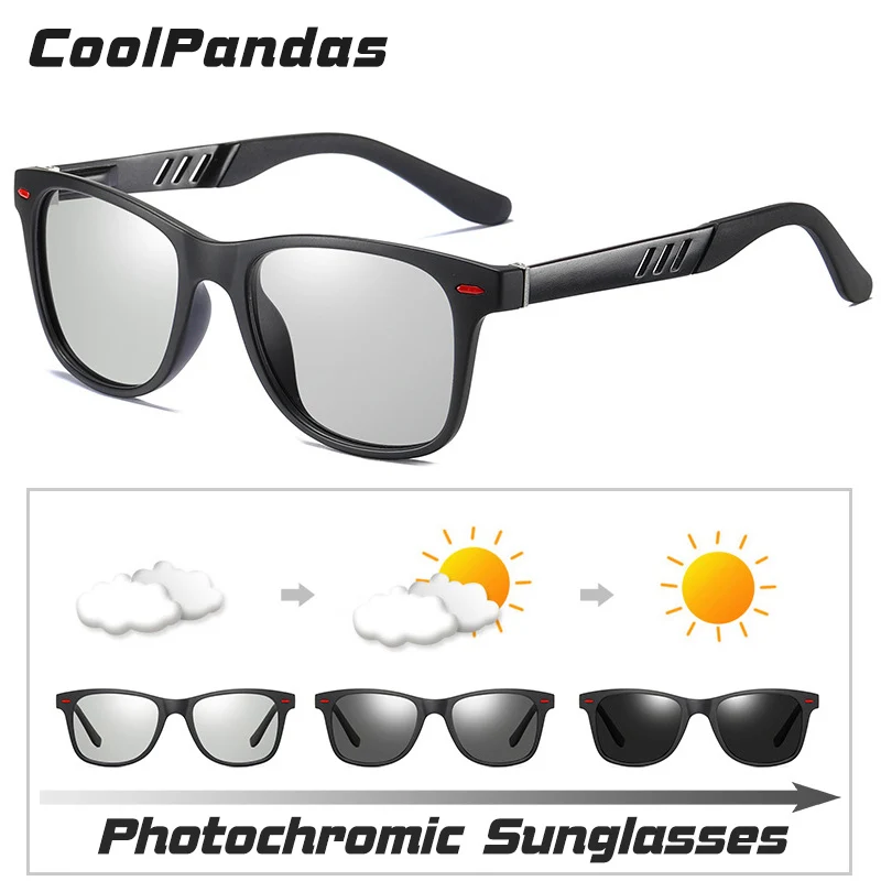 CoolPandas Design Kvadratnih sončna Očala Moški Ženske Polarizirana Photochromic Vožnjo sončna Očala Kameleon Unisex Lunettes de soleil