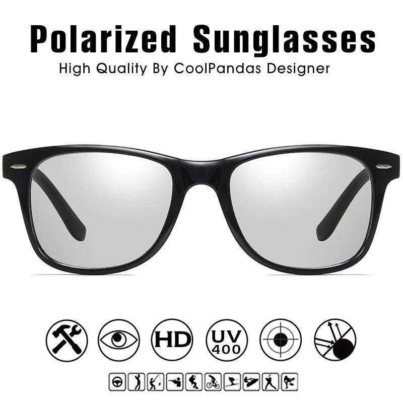 CoolPandas Design Kvadratnih sončna Očala Moški Ženske Polarizirana Photochromic Vožnjo sončna Očala Kameleon Unisex Lunettes de soleil