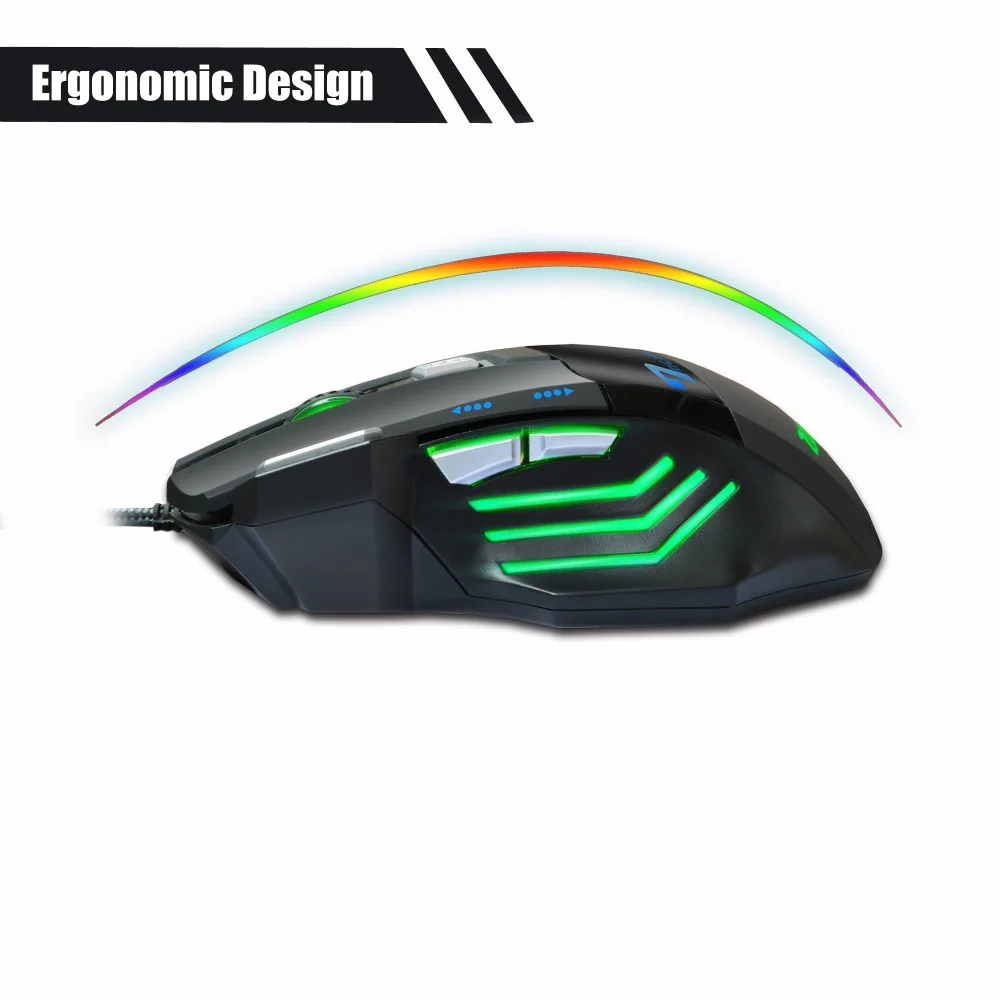Strokovno Žično Gaming Miška 7 Gumb 5500 DPI LED Optična USB Igre Mouse Računalniška Miška Igralec Miši Kabel Tiho Mause Za PC