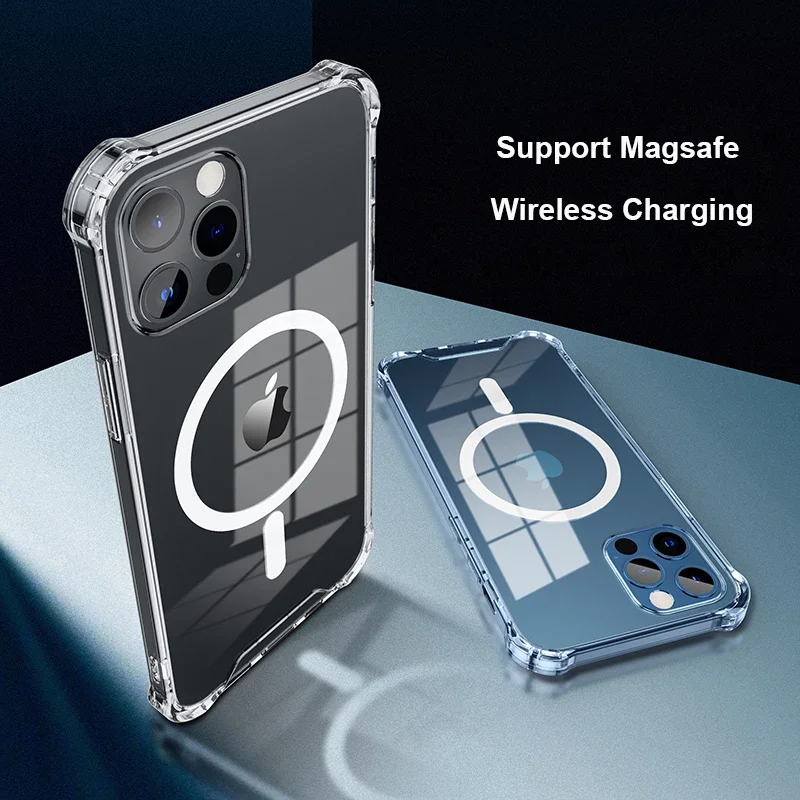 Pregledna Hrbtni Pokrovček Magsafe Primeru za iphone 12 Mini Pro Max Podporo Brezžično Polnjenje Spusti Varstvo Magnetni Primeru iphone12