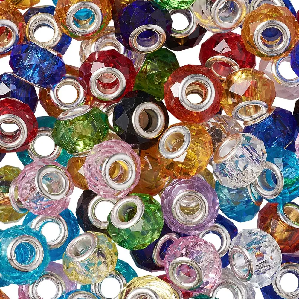 100 kozarcev Ročno izdelanih Steklenih Evropske Kroglice Velike Luknje Kroglice 14x8mm Luknjo: 5 mm Za naredi sam, Zapestnico, zaradi Česar
