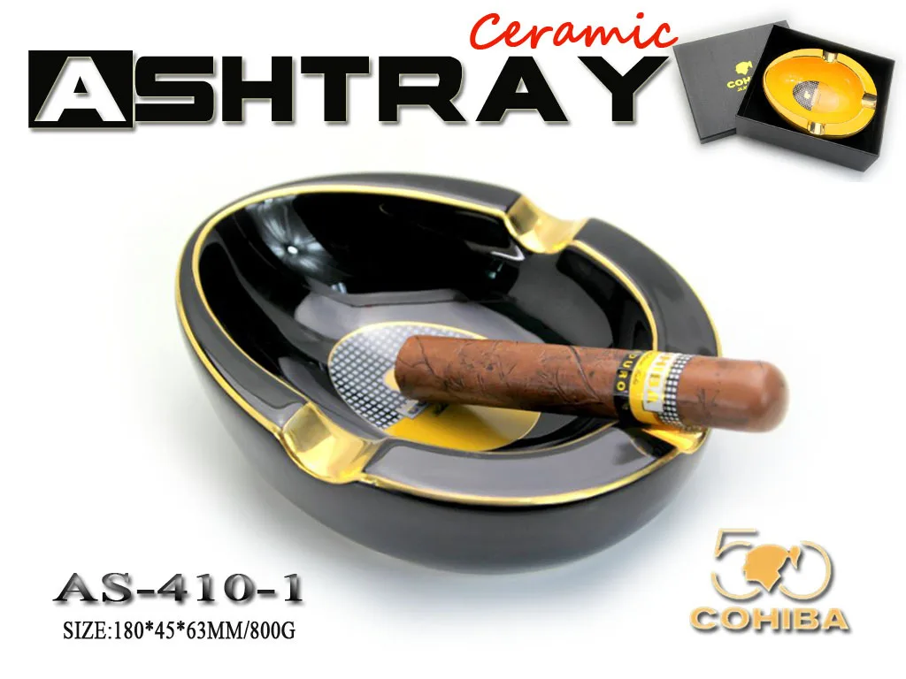 COHIBA keramični Cigar pepelnik Rumena Moške Pripomoček Cigar Dodatki, S šatulji KOT-410