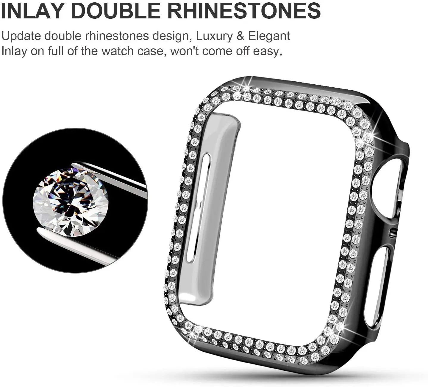 Double diamond Primeru za Apple Gledati Serije 6 SE 5 4 40 mm 44 mm Zaslon zaščita Odbijača okvir Cover Za Apple ura 3 2 42mm 38 mm