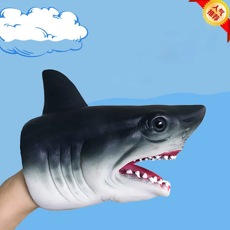 Mehko shark dino glavo živali slika živo rokavice ročne lutke igrače za otroški marioneta gledališče otroke prikazujejo model darila
