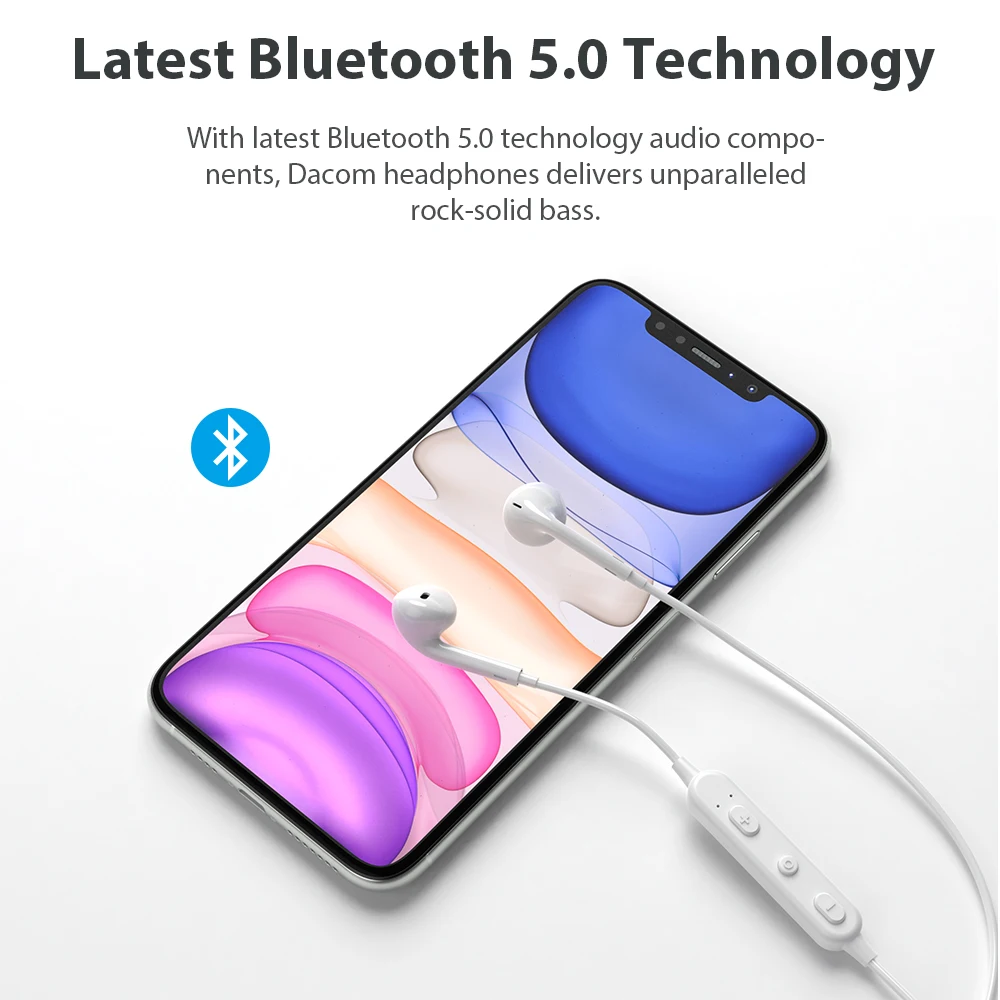 DACOM G03T Bluetooth Slušalke V5.0 Brezžične Slušalke Vgrajen Mikrofon Stereo Šport Bluetooth Slušalka za iPhone, Samsung