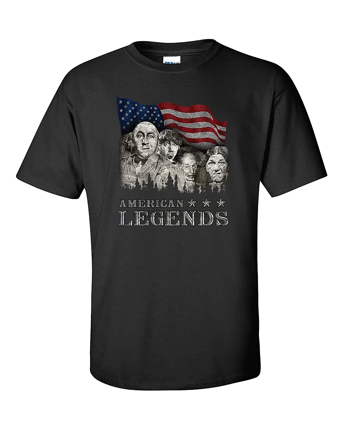 Tri Stooges T-Shirt Rushmorons Ameriške Legende(1)