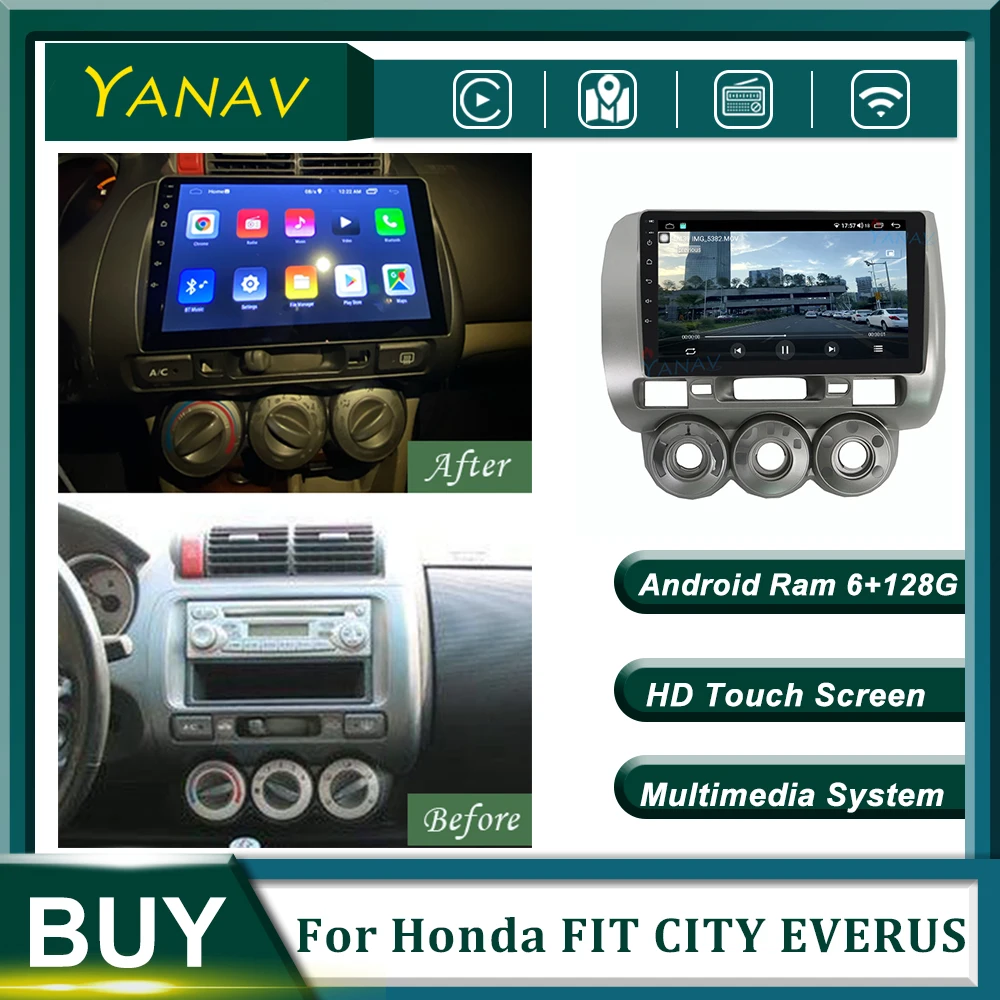 2 Din avtoradio Android Stereo Sprejemnik Za Honda FIT MESTO EVERUS GPS Navigacija Avto Video Multimedijski MP3 Predvajalnik HD Zaslon na Dotik