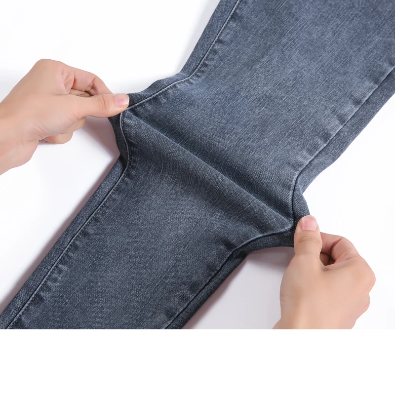 Visoko Pasu Dame Jeans 2020 Jeseni In Pozimi Novo Zmehča Denim Stretch Odrezana Hlače Plus Žamet Svinčnik Hlače